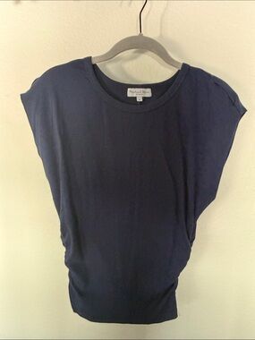 Micheal StarsNavy Ruched Boxy Top